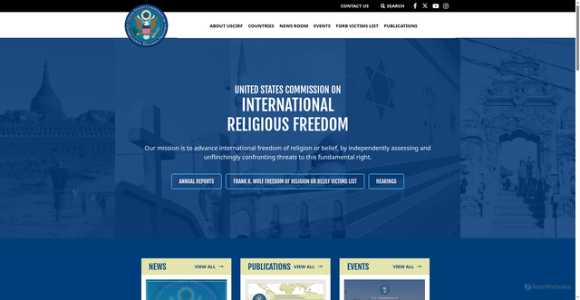 Security scan screenshot of https://www.uscirf.gov/