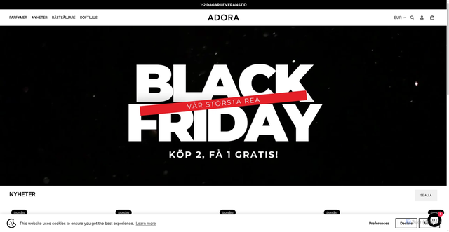 Security scan screenshot of https://adorafragrances.com/