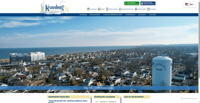 Security scan screenshot of https://keansburgnj.gov/