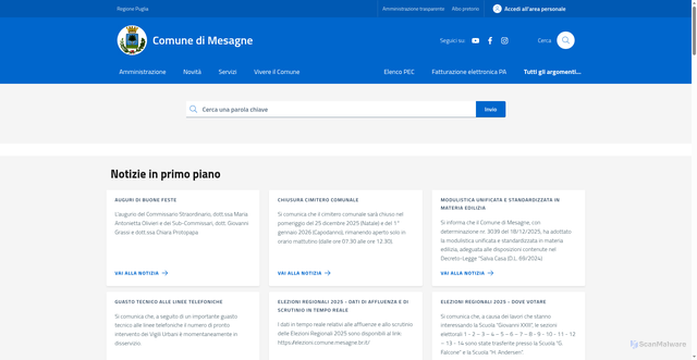 Security scan screenshot of https://www.comune.mesagne.br.it/