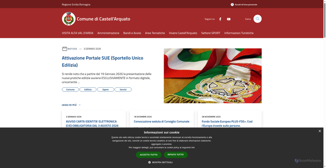 Security scan screenshot of https://www.comune.castellarquato.pc.it/it