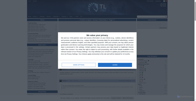 Security scan screenshot of https://tl.net/forum/uefa-euro-2012/345934-croatia-vs-spain-group-c-matchday-3?page=11