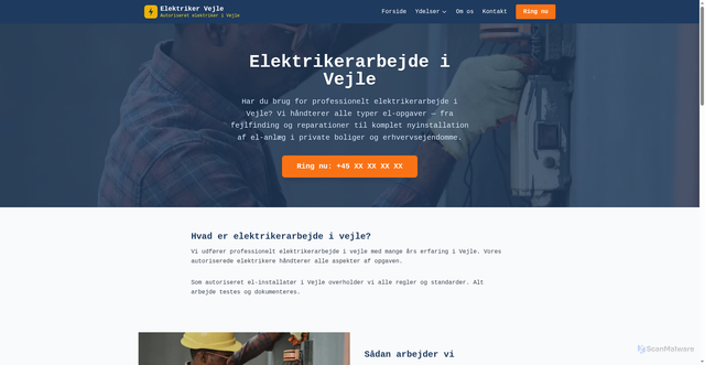 Security scan screenshot of https://elektrikervejle.dk/elektrikerarbejde-vejle