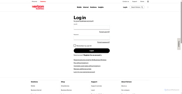 Security scan screenshot of https://mblogin.verizonwireless.com