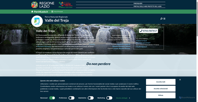 Security scan screenshot of https://www.parchilazio.it/valledeltreja