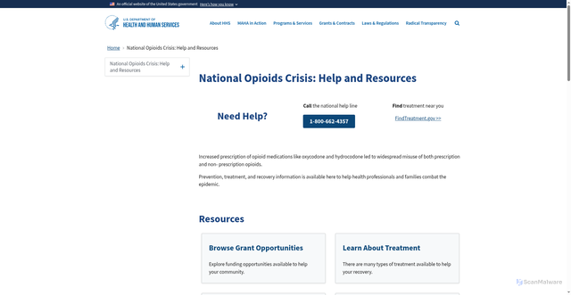 Security scan screenshot of https://www.opioids.gov/