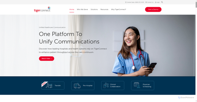 Security scan screenshot of https://tigerconnect.com