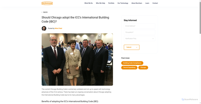 Security scan screenshot of https://www.burnhamnationwide.com/final-review-blog/should-chicago-adopt-the-iccs-international-building-code-ibc