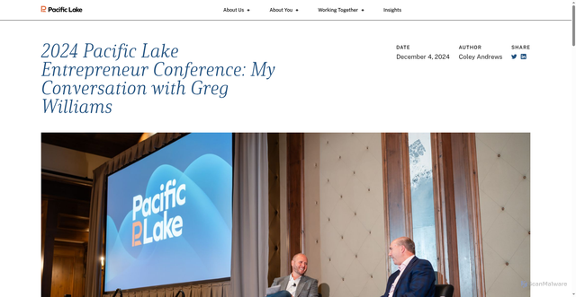 Security scan screenshot of https://www.pacificlake.com/insights/2024-pacific-lake-entrepreneur-conference-my-conversation-with-greg-williams