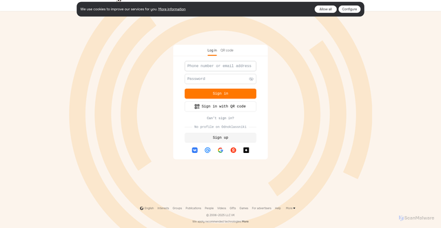 Security scan screenshot of https://odnoklassniki.ru
