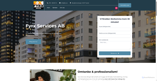 Security scan screenshot of https://stockholmshjalp.se