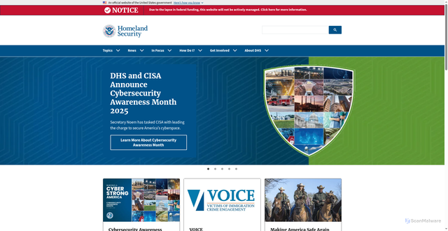 Security scan screenshot of https://dhs.gov/