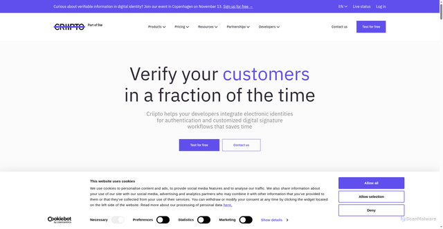 Security scan screenshot of https://www.criipto.com/