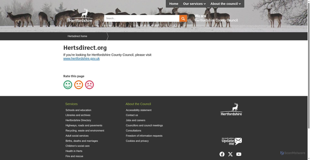 Security scan screenshot of https://www.hertfordshire.gov.uk/microsites/hertsdirect/hertsdirect-home.aspx