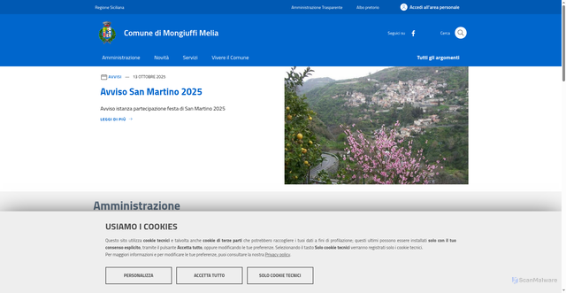 Security scan screenshot of https://comune.mongiuffimelia.me.it/