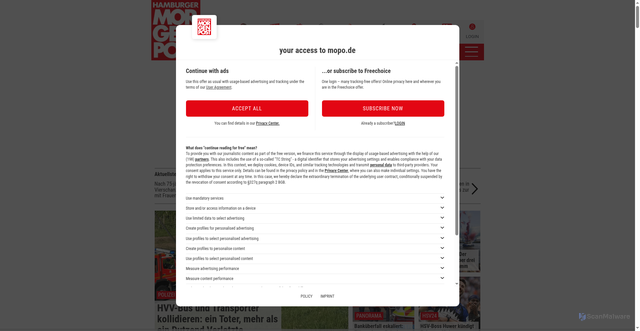 Security scan screenshot of https://www.mopo.de