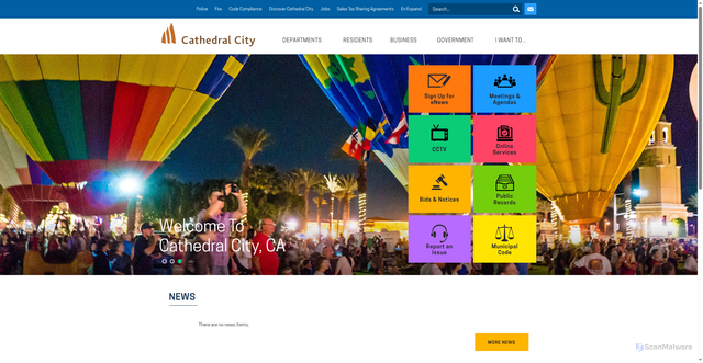 Security scan screenshot of https://www.cathedralcity.gov/