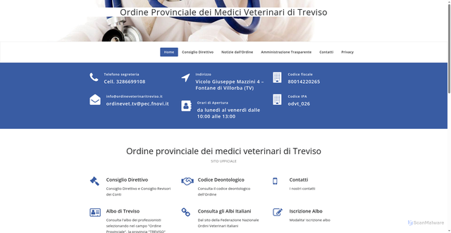 Security scan screenshot of https://www.ordineveterinaritreviso.it/