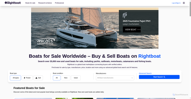 Security scan screenshot of https://www.rightboat.com