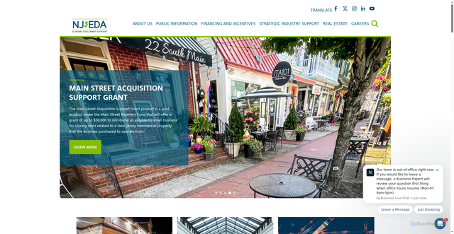 Security scan screenshot of https://www.njeda.gov/