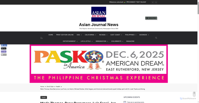 Security scan screenshot of https://asianjournal.com/life-style/health-wellness/marlo-thomas-drew-barrymore-luis-fonsi-jon-hamm-michael-strahan-sofia-vergara-and-americas-beloved-brands-spark-holiday-spirit-with-st-jude-thanks-and-giving/