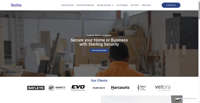 Security scan screenshot of https://sterlingsecurity.co.nz/