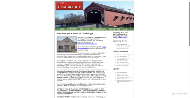 Security scan screenshot of https://townofcambridgeny.gov/