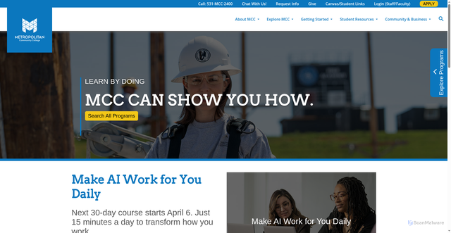Security scan screenshot of https://mccneb.edu