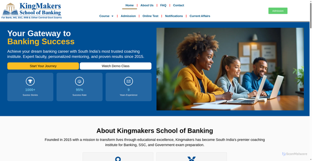 Security scan screenshot of https://kingmakersschoolofbanking.com/