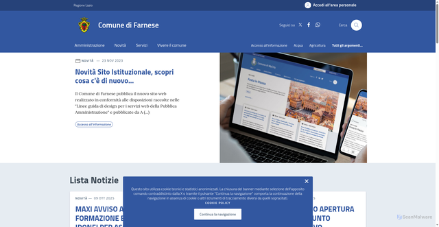 Security scan screenshot of https://comune.farnese.vt.it/