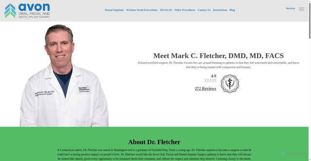 Security scan screenshot of https://www.avonomfs.com/mark-c-fletcher-dmd-md-facs