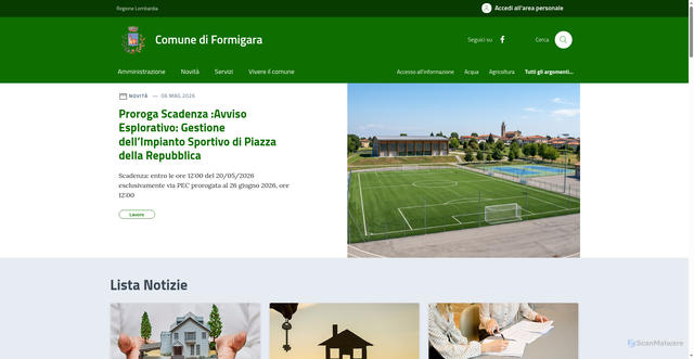 Security scan screenshot of https://www.comune.formigara.cr.it