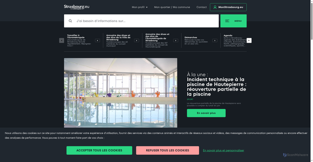 Security scan screenshot of https://strasbourg.eu