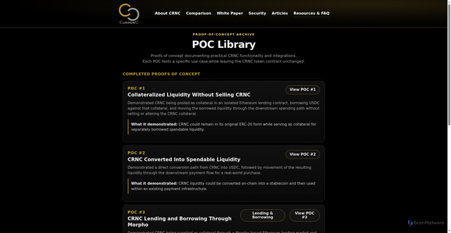 Security scan screenshot of https://currenc.co/poc-library.html