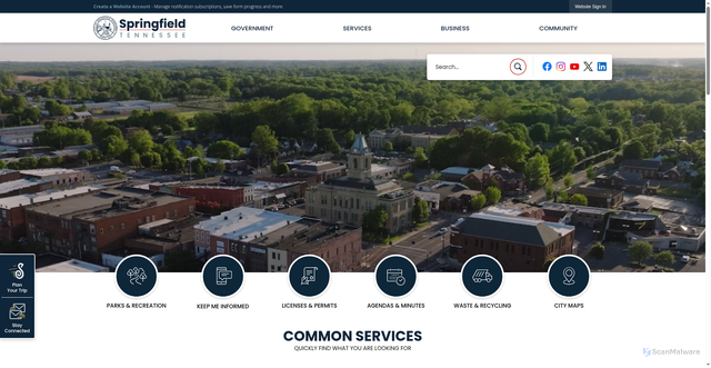 Security scan screenshot of https://springfieldtn.gov/