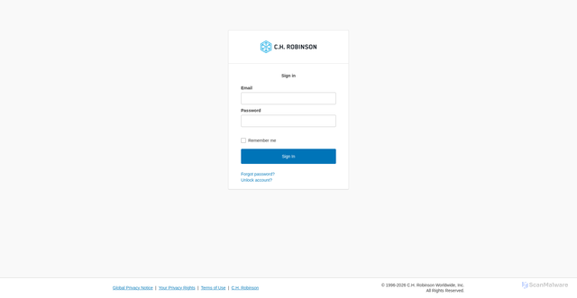 Security scan screenshot of https://account.chrobinson.com
