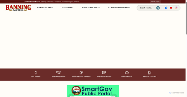 Security scan screenshot of https://banningca.gov/