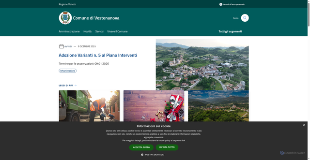 Security scan screenshot of https://www.comune.vestenanova.vr.it/it