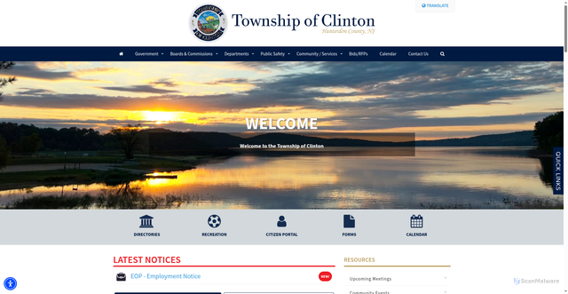 Security scan screenshot of https://www.clintontwpnj.gov/