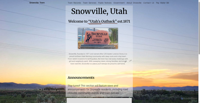 Security scan screenshot of https://snowvilletown.gov/