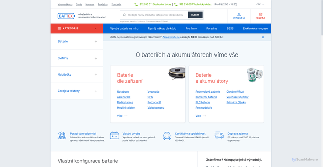 Security scan screenshot of https://battex.cz
