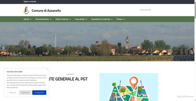 Security scan screenshot of https://www.comune.azzanello.cr.it/