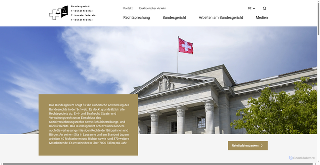 Security scan screenshot of https://www.bger.ch/home.html