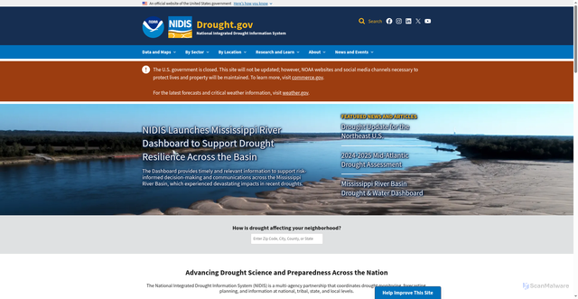 Security scan screenshot of https://www.drought.gov/