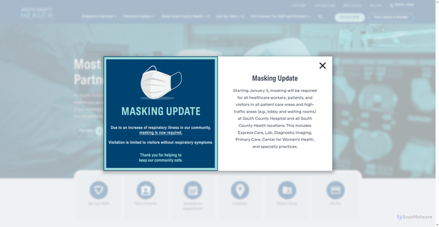 Security scan screenshot of https://southcountyhealth.org