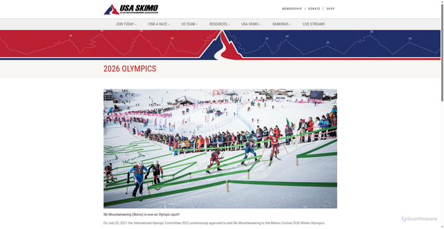 Security scan screenshot of https://www.usaskimo.org/2026-olympics/