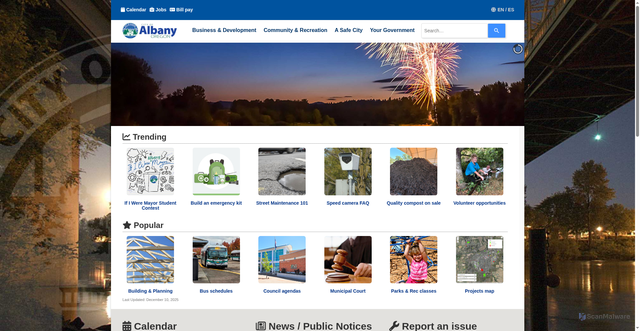 Security scan screenshot of https://albanyoregon.gov/