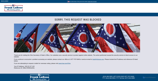 Security scan screenshot of https://ohiosos.gov/