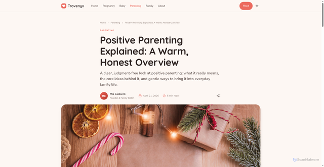 Security scan screenshot of https://trovenyx.pages.dev/positive-parenting-explained/
