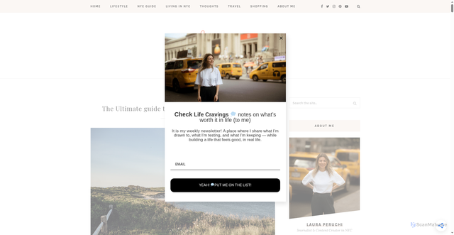Security scan screenshot of https://lauraperuchi.nyc/the-ultimate-guide-to-montauk-ny-best-things-to-do/